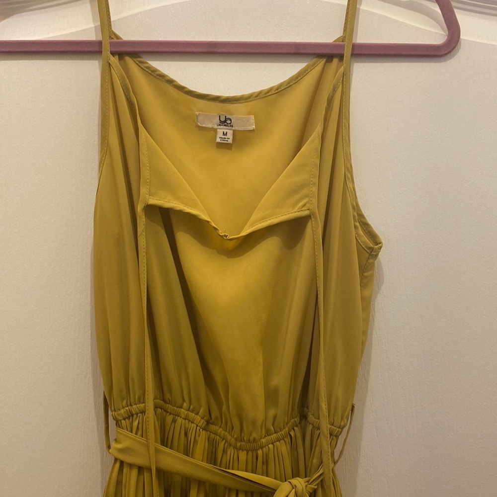 Beautiful mustard casual dress with tie on waist